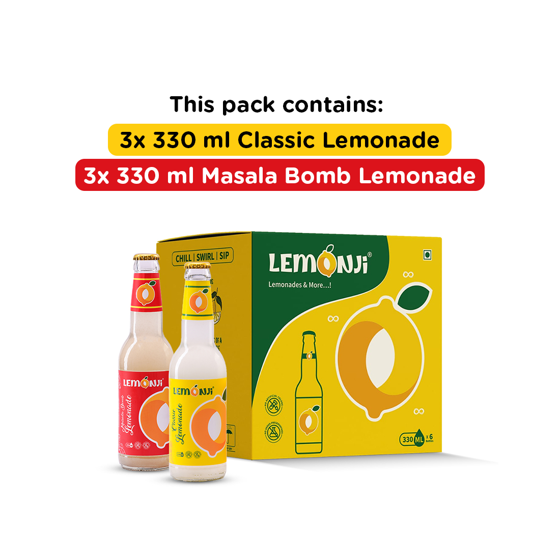 Lemonji Assorted 6 Bottles Pack (3MBL-3CL)